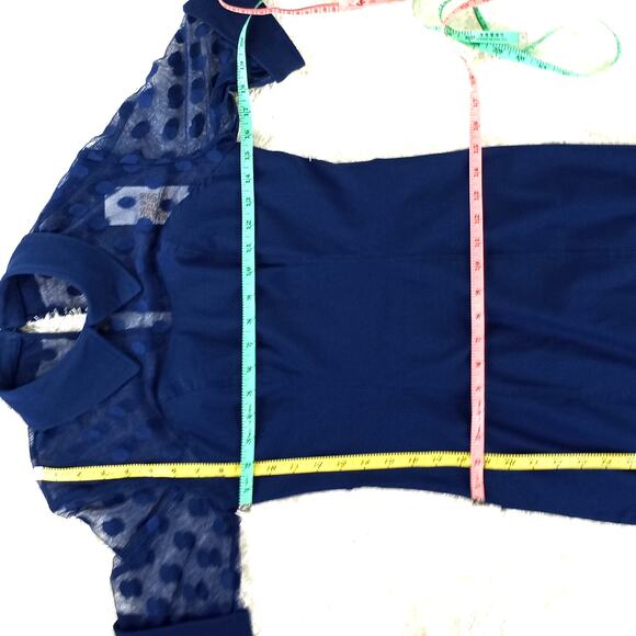 Belle Poque Elegant Retro Style Navy Pencil Dress Polka Dots Small NWT - Picture 11 of 12